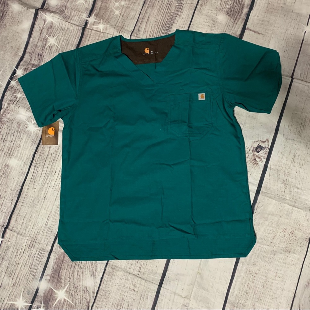 NEW MENS MEDIUM CARHARTT GREEN SCRUB TOP